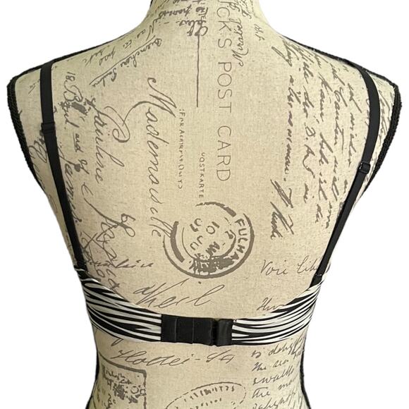 Victoria's Secret Black White Lined Demi Bra Size 34D - Picture 2 of 2